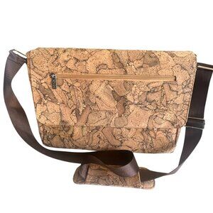 Dzolik Cork Messenger/Computer Bag Adjustable Strap Six Zip Pockets Vegan Unisex